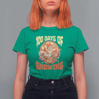 100th Day Of School Teacher T Shirt For Women 100 Days Of Growing Retro Groovy Mushroom