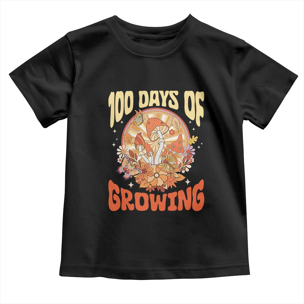 100th Day Of School Teacher Toddler T Shirt 100 Days Of Growing Retro Groovy Mushroom