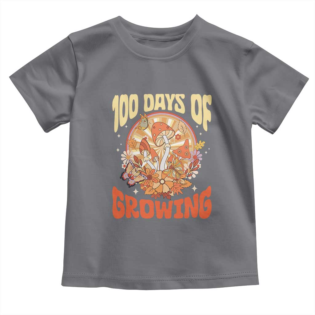 100th Day Of School Teacher Toddler T Shirt 100 Days Of Growing Retro Groovy Mushroom