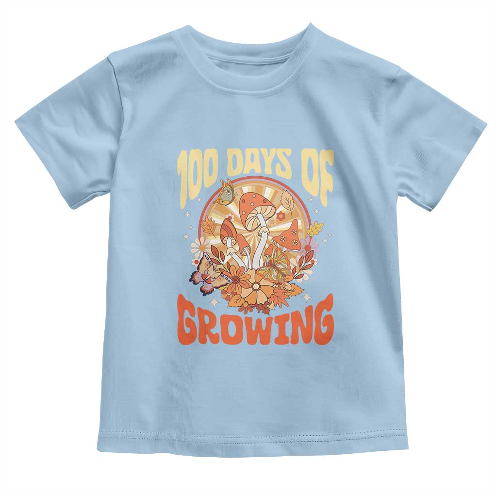 100th Day Of School Teacher Toddler T Shirt 100 Days Of Growing Retro Groovy Mushroom