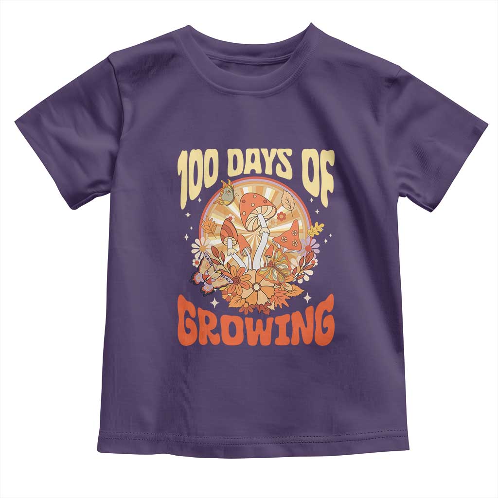 100th Day Of School Teacher Toddler T Shirt 100 Days Of Growing Retro Groovy Mushroom