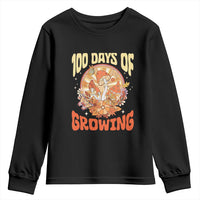 100th Day Of School Teacher Youth Sweatshirt 100 Days Of Growing Retro Groovy Mushroom