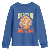 100th Day Of School Teacher Youth Sweatshirt 100 Days Of Growing Retro Groovy Mushroom