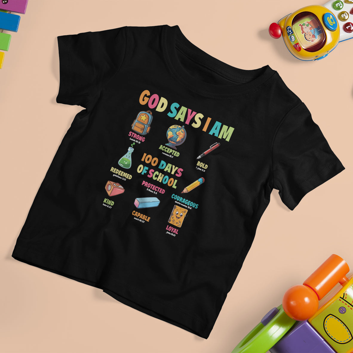 God Says I Am 100 Days Of School Christ T Shirt For Kid - Wonder Print Shop