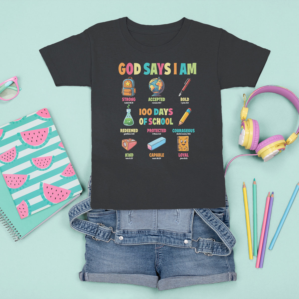 God Says I Am 100 Days Of School Christ T Shirt For Kid - Wonder Print Shop