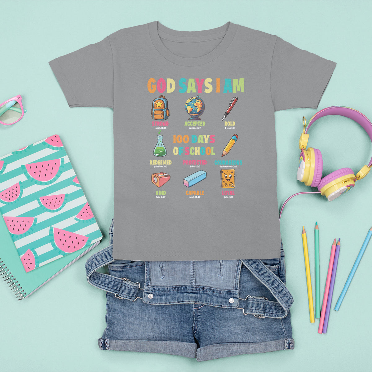 God Says I Am 100 Days Of School Christ T Shirt For Kid - Wonder Print Shop