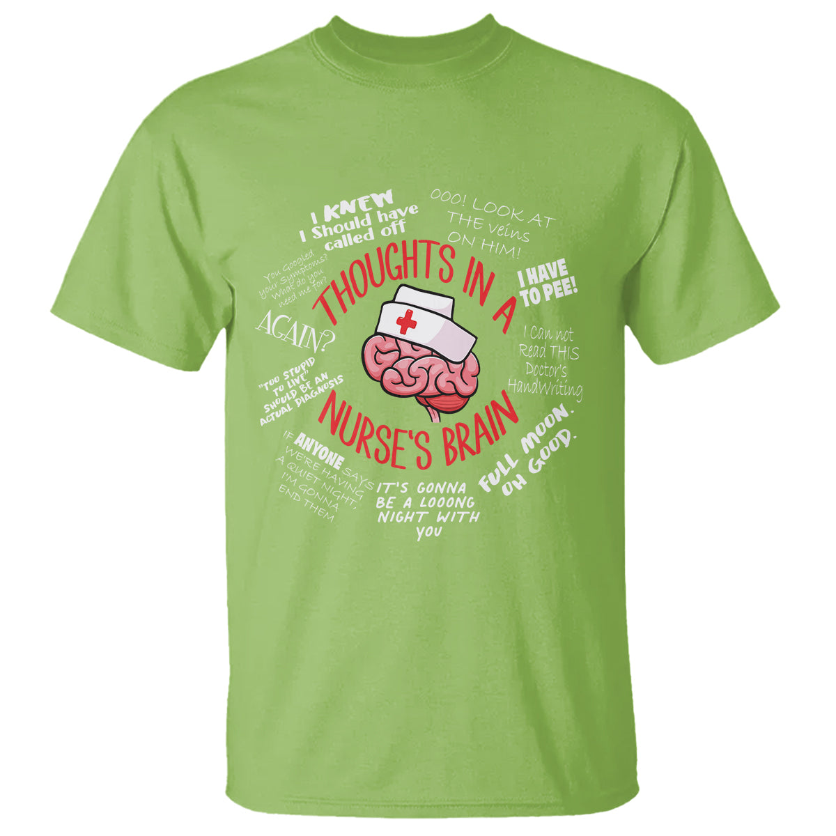 Funny Nurse T Shirt Thought In A Nurse's Brain - Wonder Print Shop