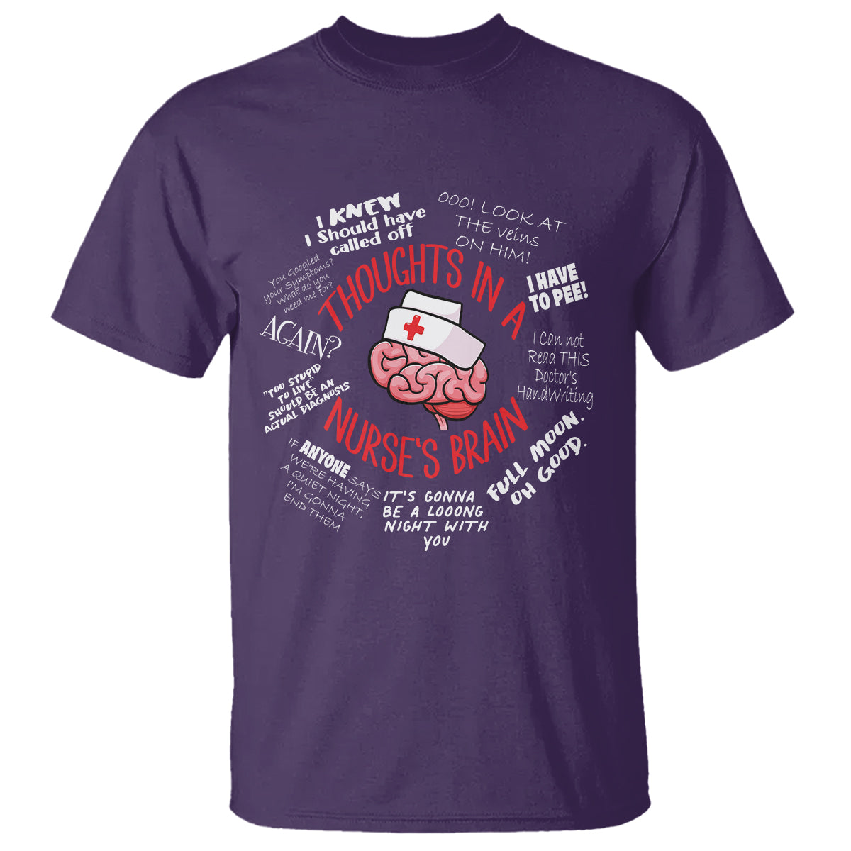 Funny Nurse T Shirt Thought In A Nurse's Brain - Wonder Print Shop