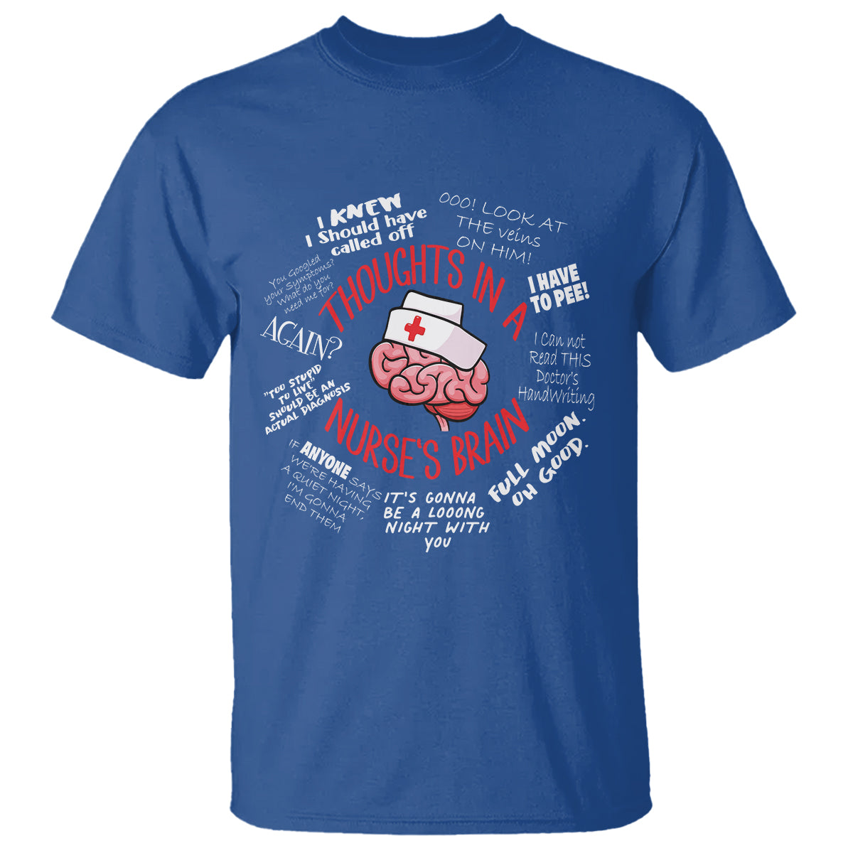 Funny Nurse T Shirt Thought In A Nurse's Brain - Wonder Print Shop