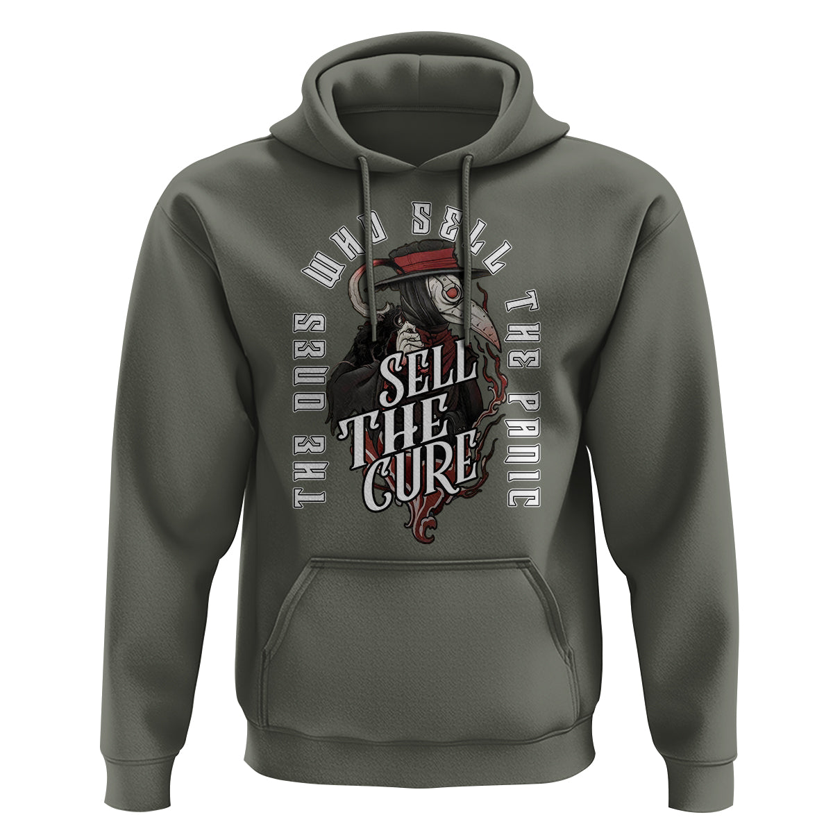 Plague Doctor Hoodie The Ones Who Sell the Panic Sell the Cure - Wonder Print Shop