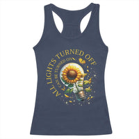 Mental Health Motivation Quote Racerback Tank Top All Lights Turned Off Can Be Turned On