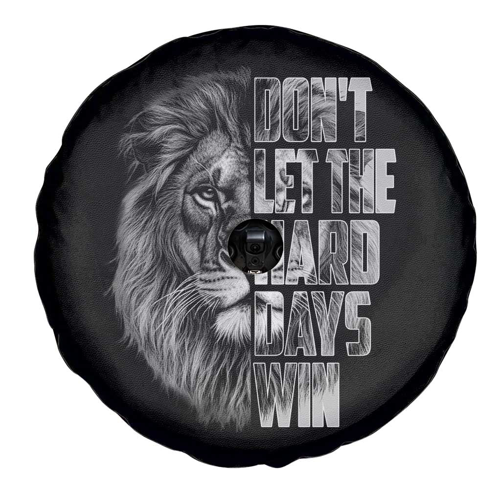 Don't Let the Hard Days Win Spare Tire Cover Lion Power Mental Health Warrior