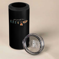 Inspirational Quote 4 in 1 Can Cooler Tumbler Give Yourself Time Butterfly Motivational