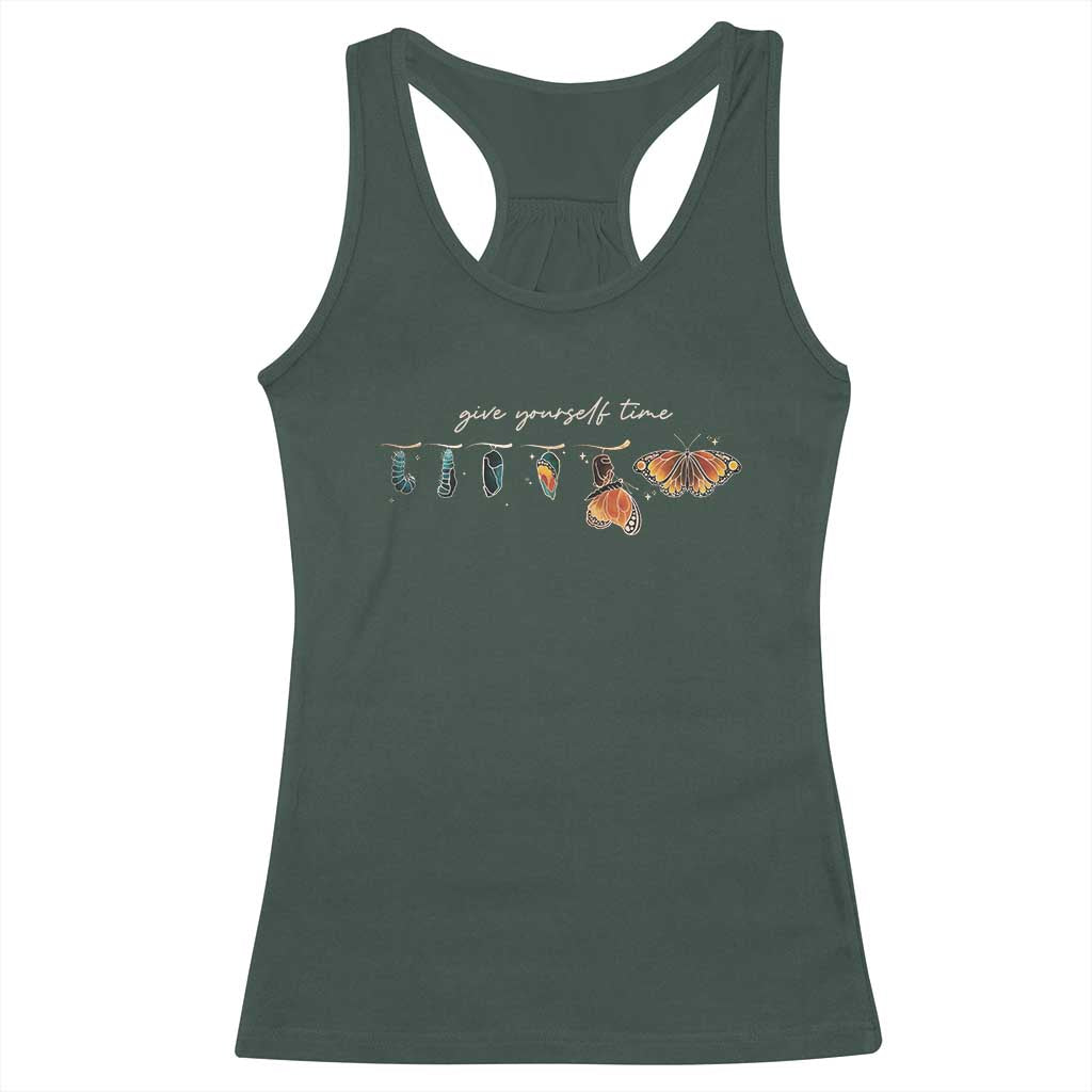 Inspirational Quote Racerback Tank Top Give Yourself Time Butterfly Motivational