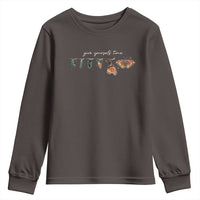 Inspirational Quote Youth Sweatshirt Give Yourself Time Butterfly Motivational