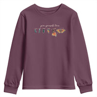 Inspirational Quote Youth Sweatshirt Give Yourself Time Butterfly Motivational