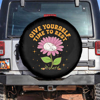 Give Yourself Time To Rest Spare Tire Cover Cute Cat Sleep Mental Health