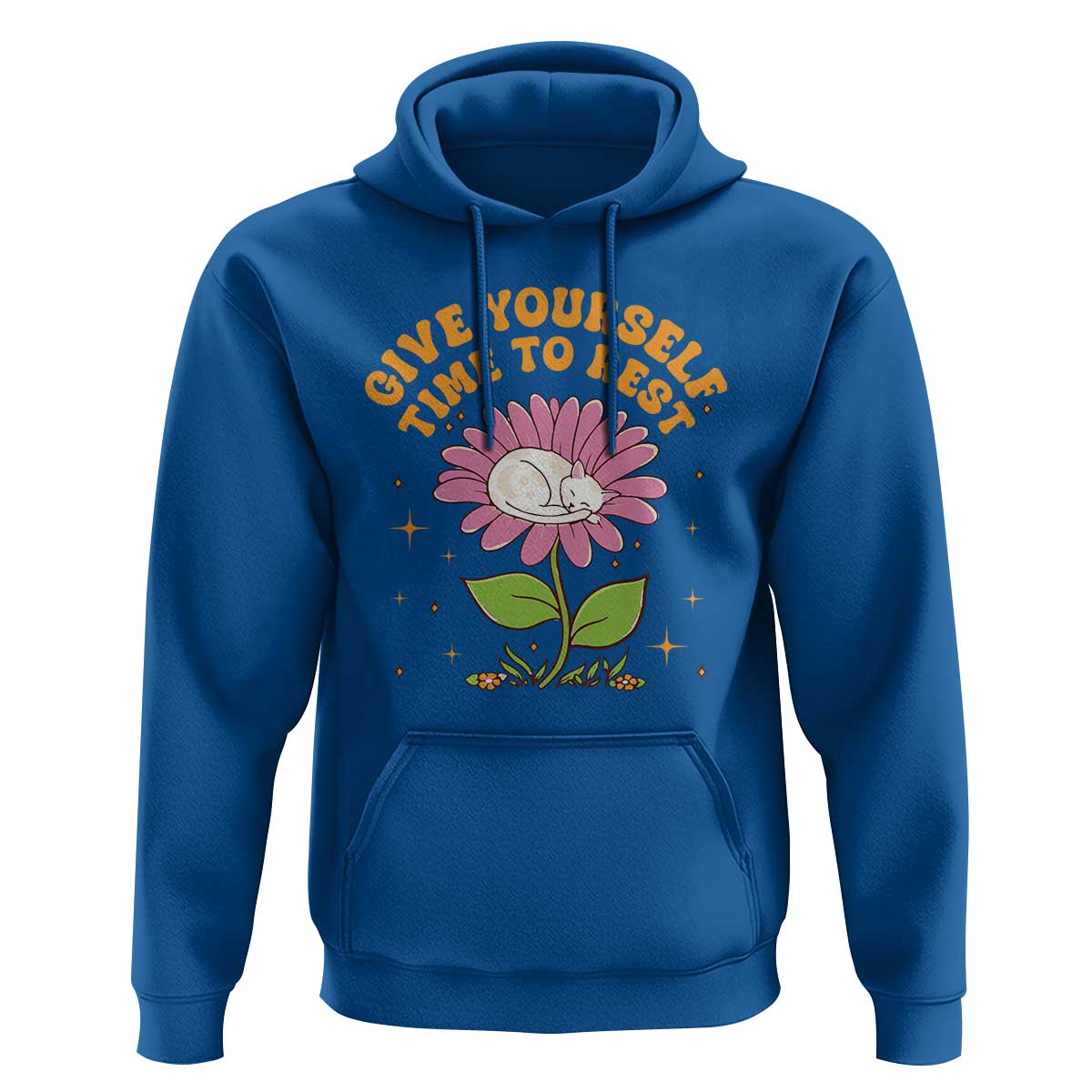 Give Yourself Time To Rest Hoodie Cute Cat Sleep Mental Health