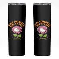 Give Yourself Time To Rest Skinny Tumbler Cute Cat Sleep Mental Health