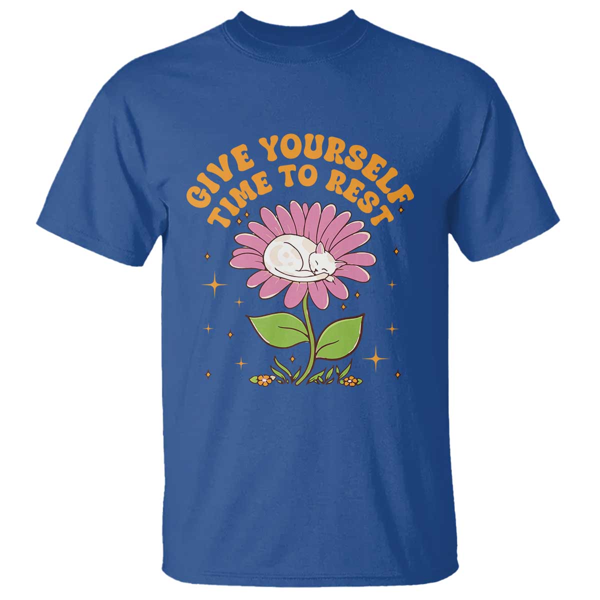 Give Yourself Time To Rest T Shirt Cute Cat Sleep Mental Health