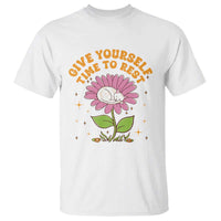 Give Yourself Time To Rest T Shirt Cute Cat Sleep Mental Health