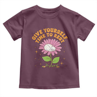 Give Yourself Time To Rest Toddler T Shirt Cute Cat Sleep Mental Health