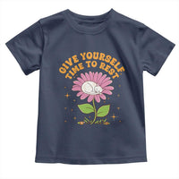Give Yourself Time To Rest Toddler T Shirt Cute Cat Sleep Mental Health