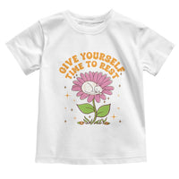 Give Yourself Time To Rest Toddler T Shirt Cute Cat Sleep Mental Health