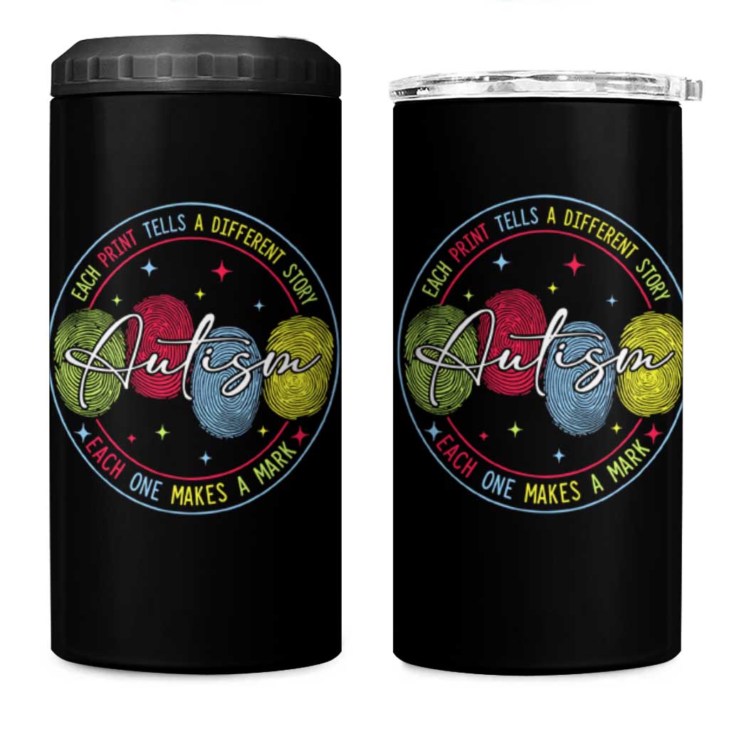 Autism 4 in 1 Can Cooler Tumbler Fingerprint Autism Each Print Tells A Different Story