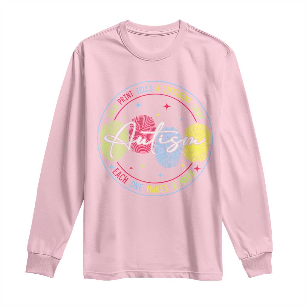 Autism Long Sleeve Shirt Fingerprint Autism Each Print Tells A Different Story