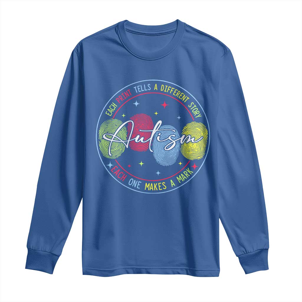 Autism Long Sleeve Shirt Fingerprint Autism Each Print Tells A Different Story