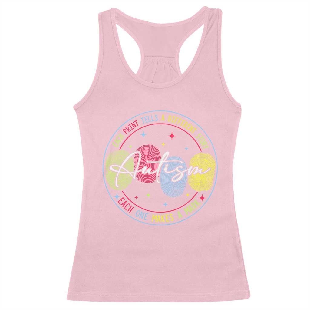 Autism Racerback Tank Top Fingerprint Autism Each Print Tells A Different Story