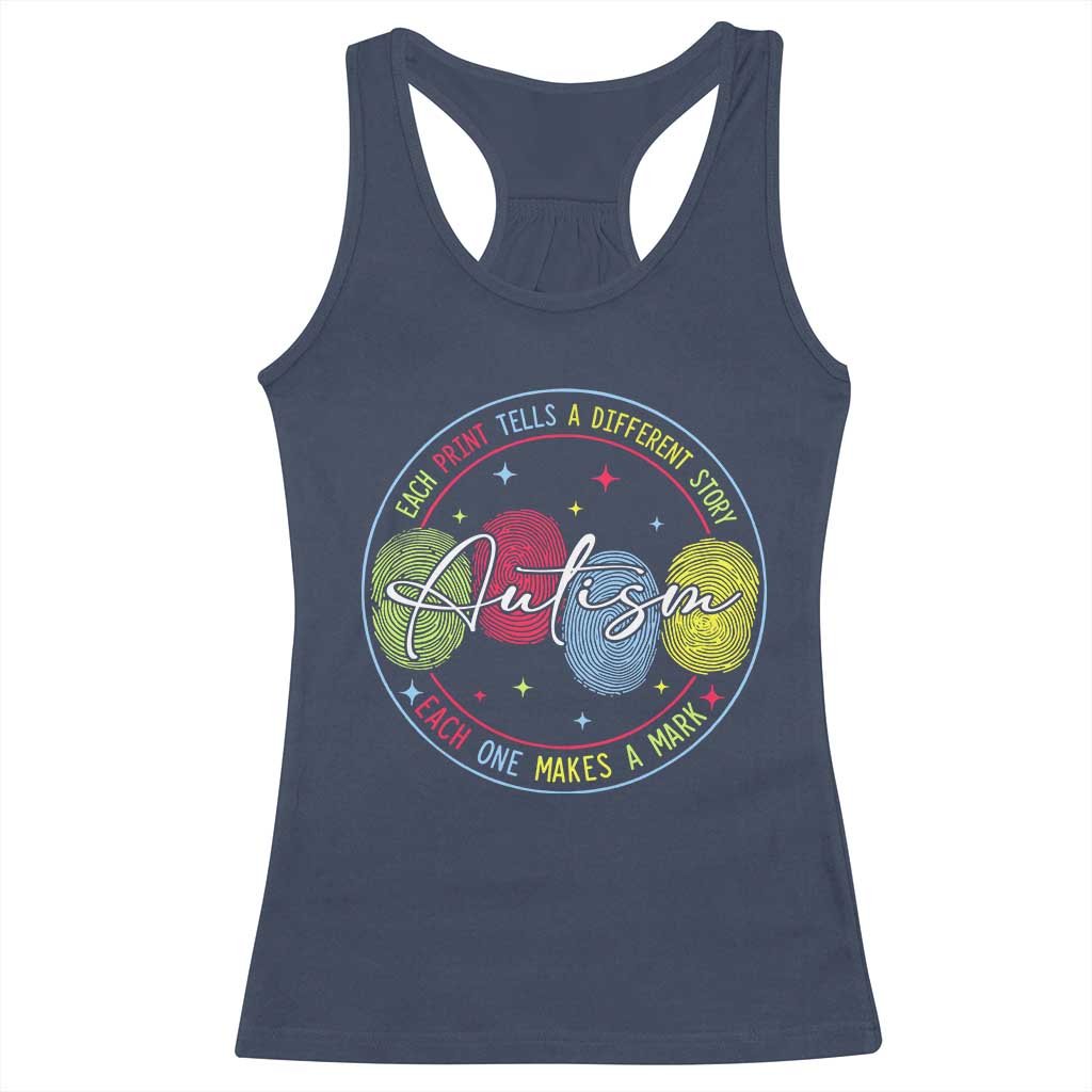 Autism Racerback Tank Top Fingerprint Autism Each Print Tells A Different Story