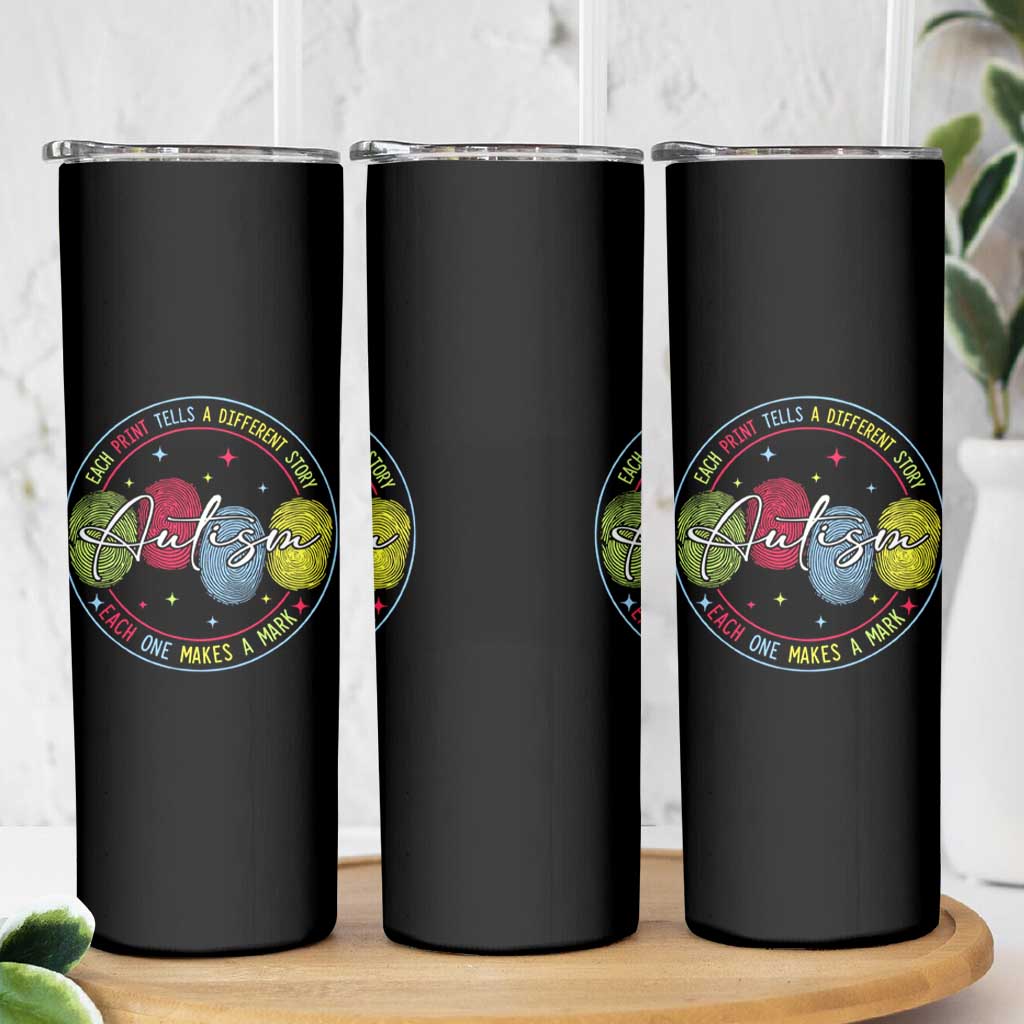 Autism Skinny Tumbler Fingerprint Autism Each Print Tells A Different Story