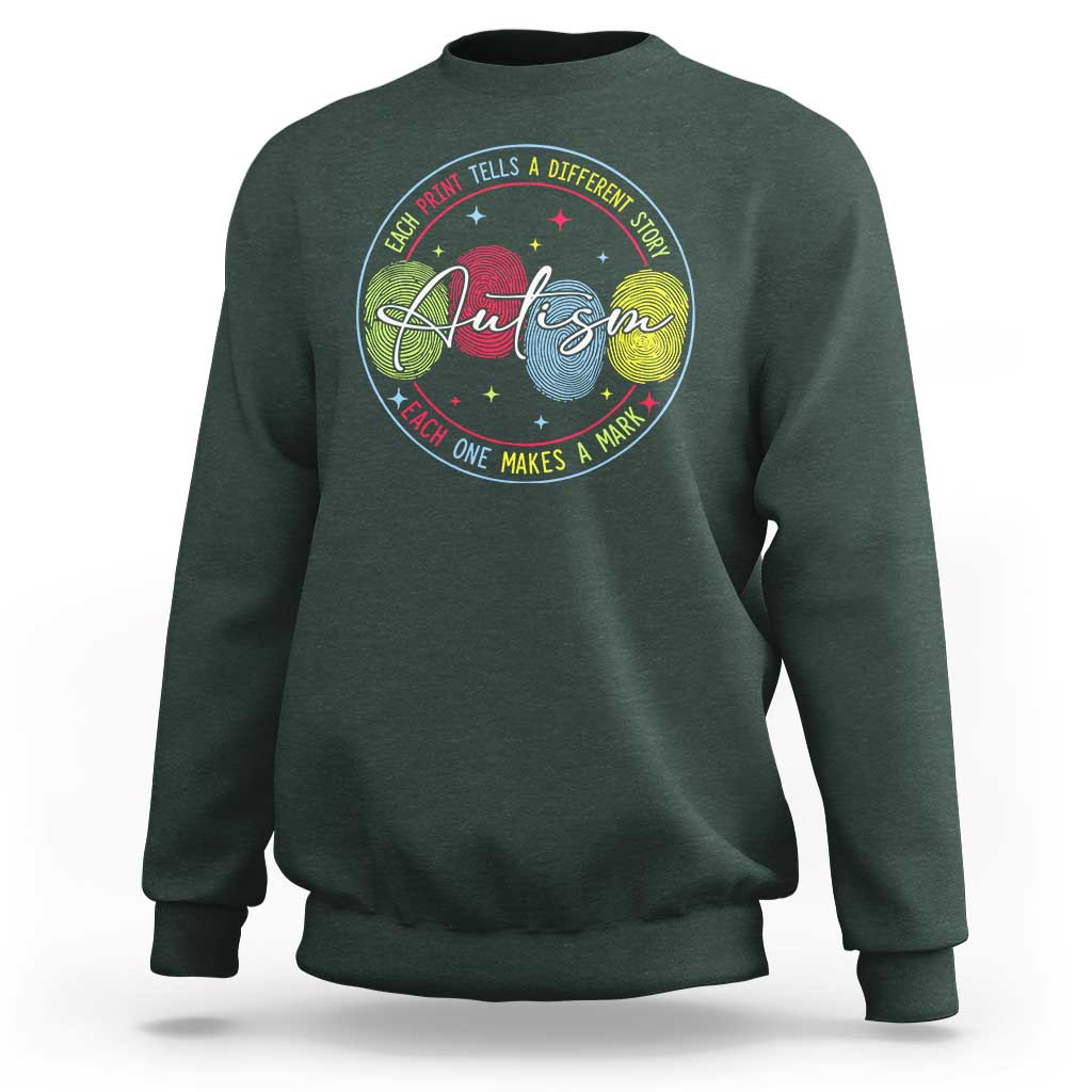 Autism Sweatshirt Fingerprint Autism Each Print Tells A Different Story