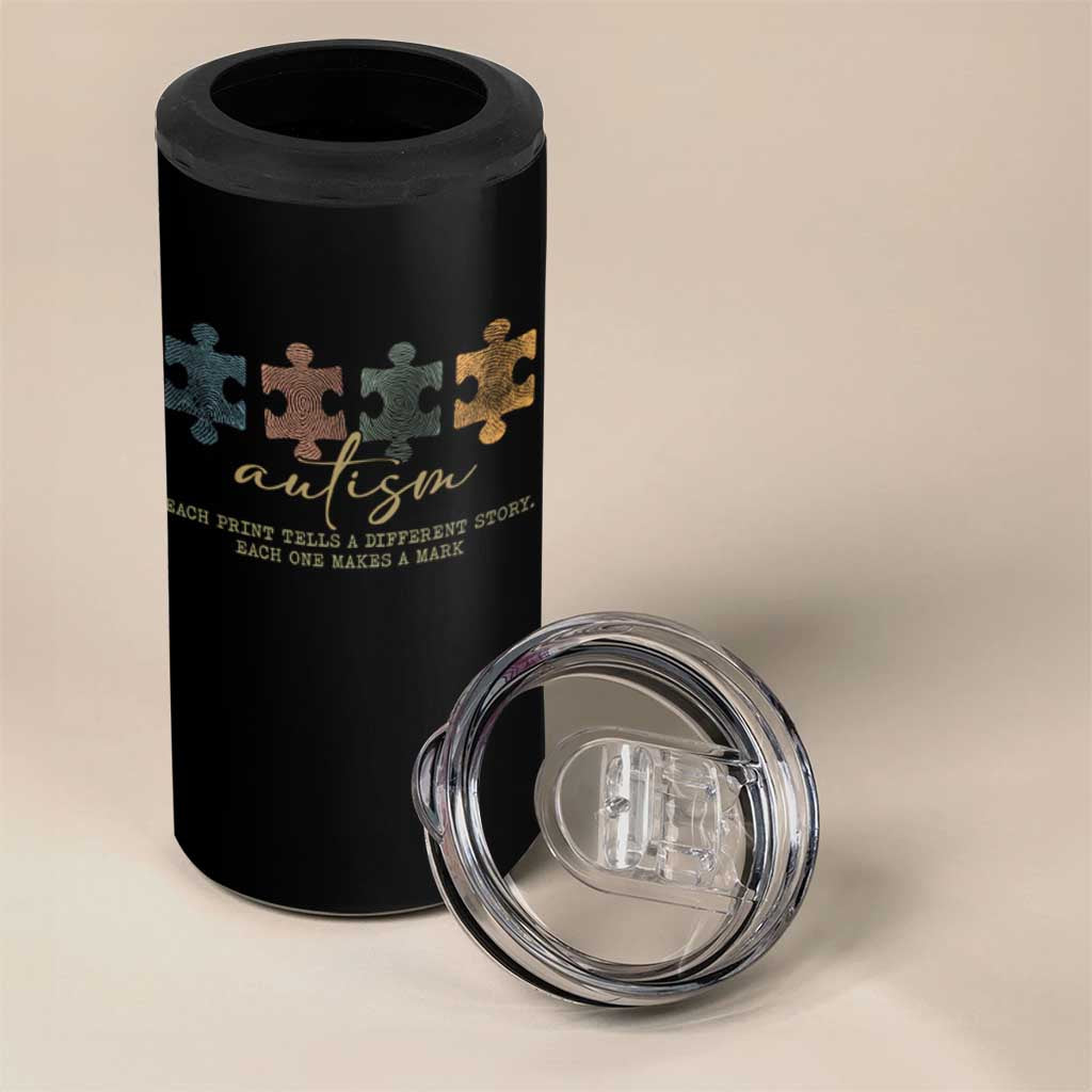 Autism 4 in 1 Can Cooler Tumbler Fingerprint Autism Each One Makes A Mark