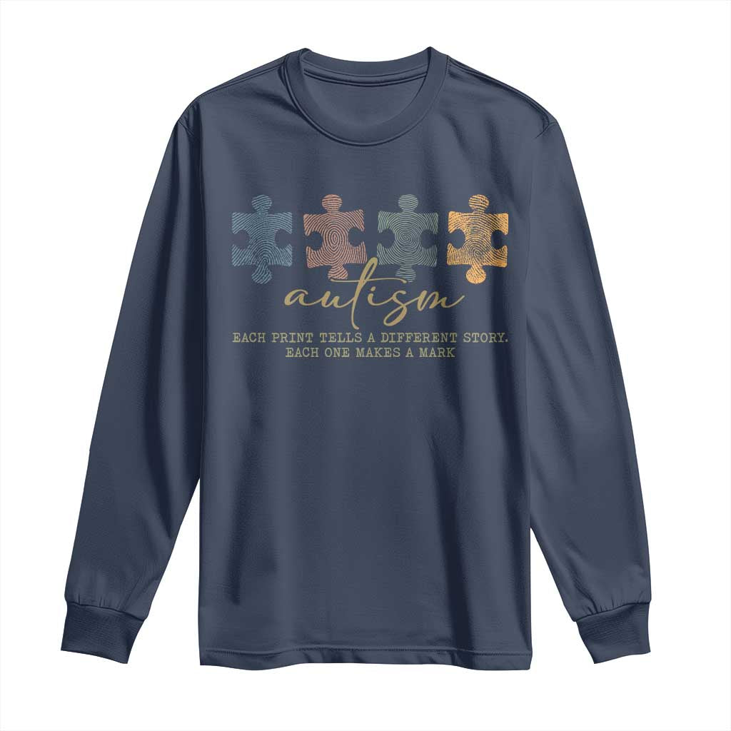 Autism Long Sleeve Shirt Fingerprint Autism Each One Makes A Mark