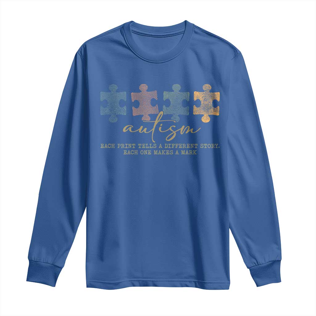 Autism Long Sleeve Shirt Fingerprint Autism Each One Makes A Mark