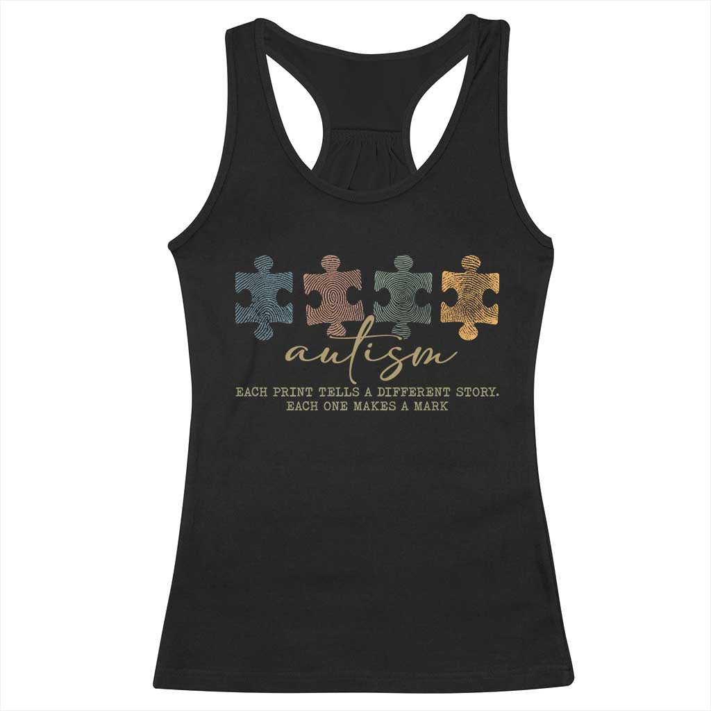 Autism Racerback Tank Top Fingerprint Autism Each One Makes A Mark