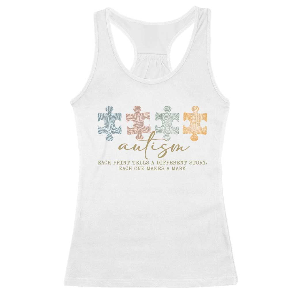 Autism Racerback Tank Top Fingerprint Autism Each One Makes A Mark