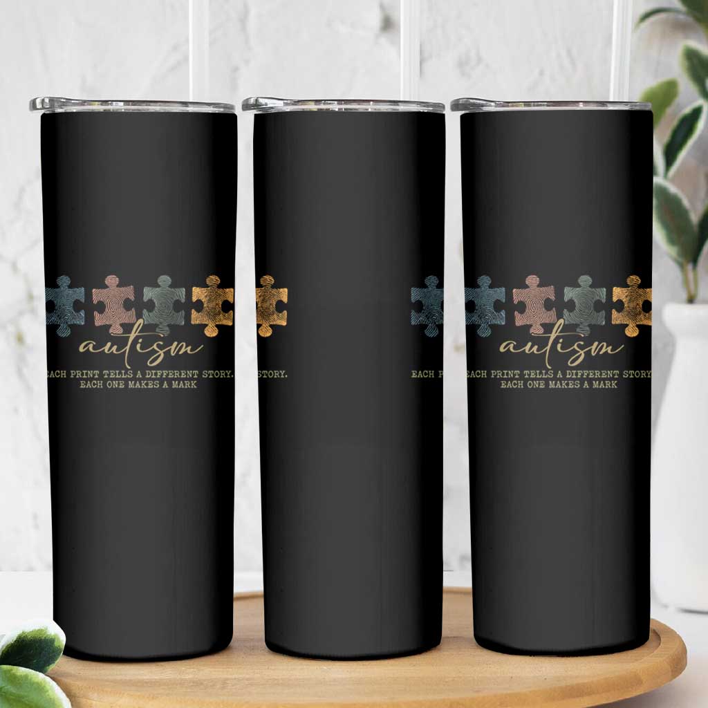 Autism Skinny Tumbler Fingerprint Autism Each One Makes A Mark
