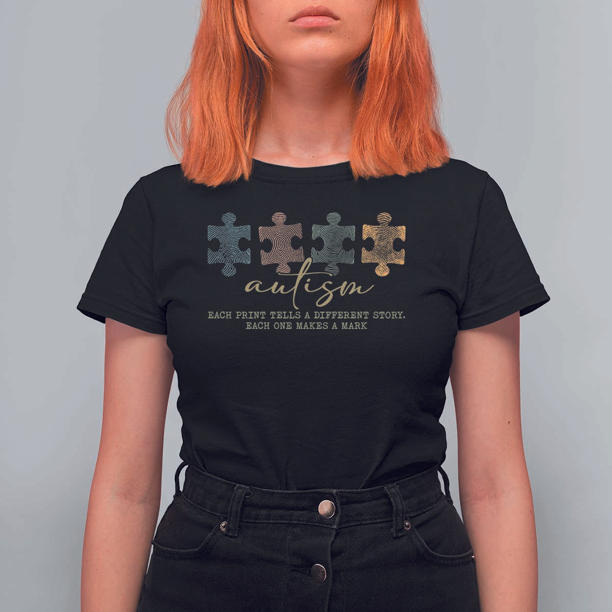 Autism T Shirt For Women Fingerprint Autism Each One Makes A Mark