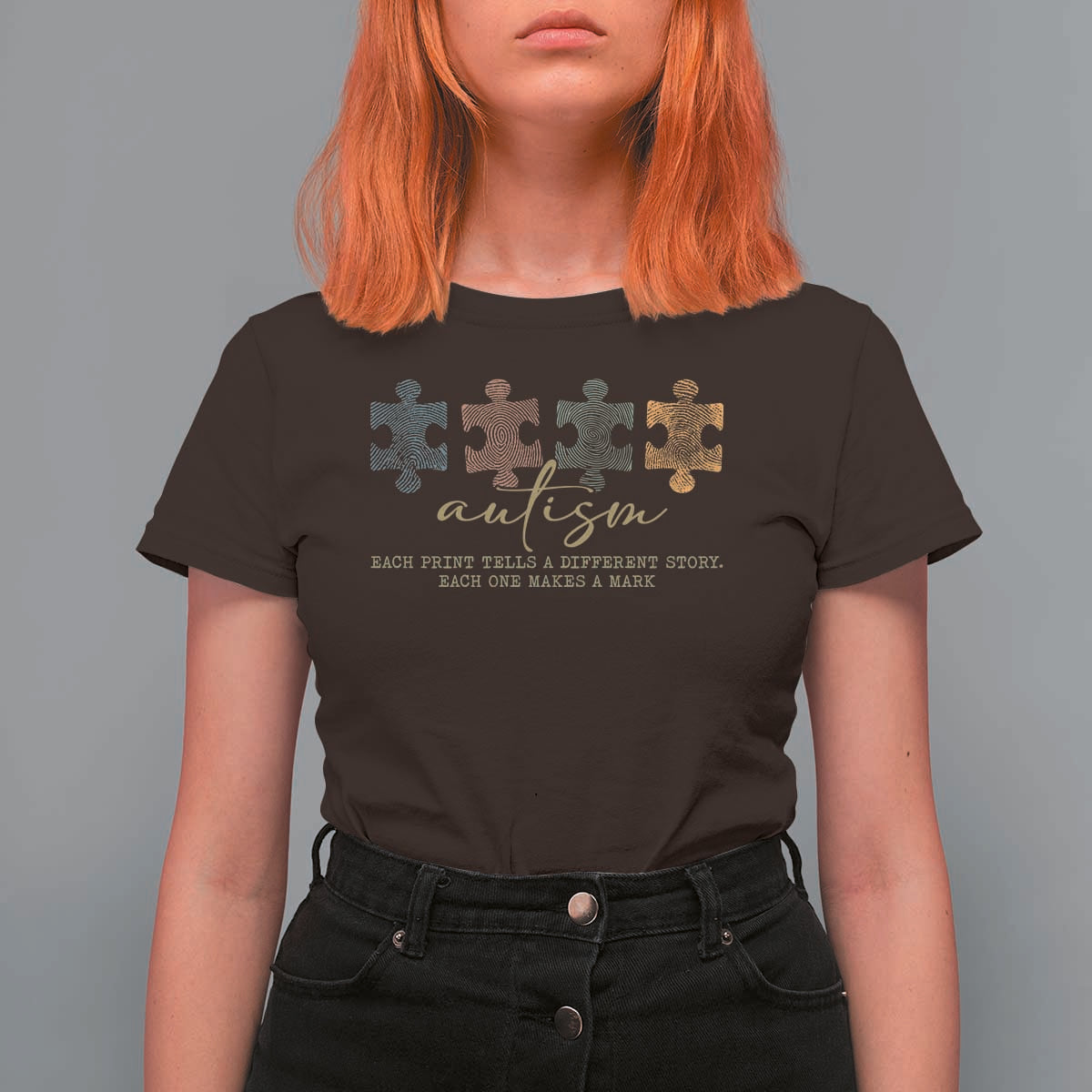 Autism T Shirt For Women Fingerprint Autism Each One Makes A Mark