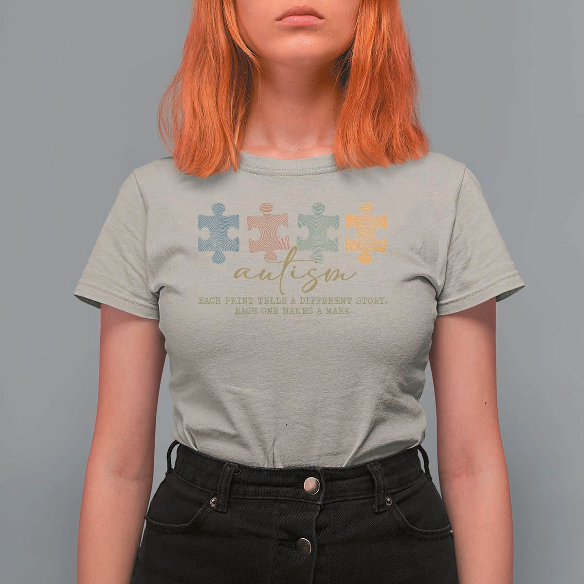 Autism T Shirt For Women Fingerprint Autism Each One Makes A Mark