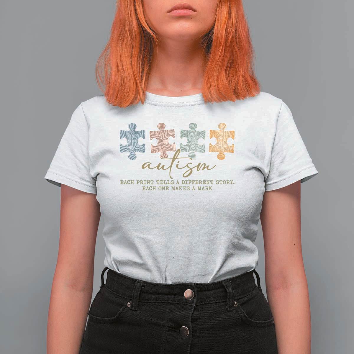 Autism T Shirt For Women Fingerprint Autism Each One Makes A Mark