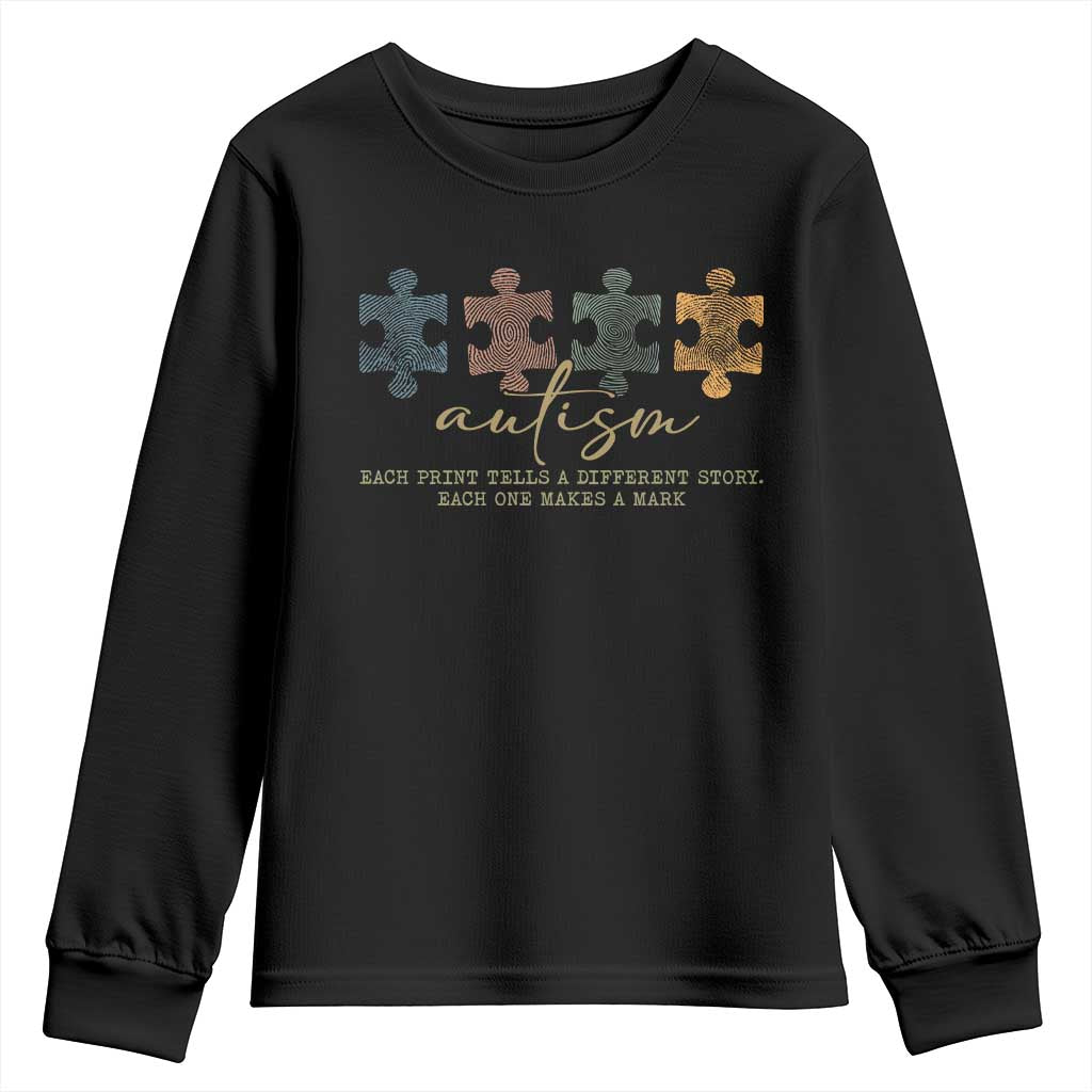 Autism Youth Sweatshirt Fingerprint Autism Each One Makes A Mark