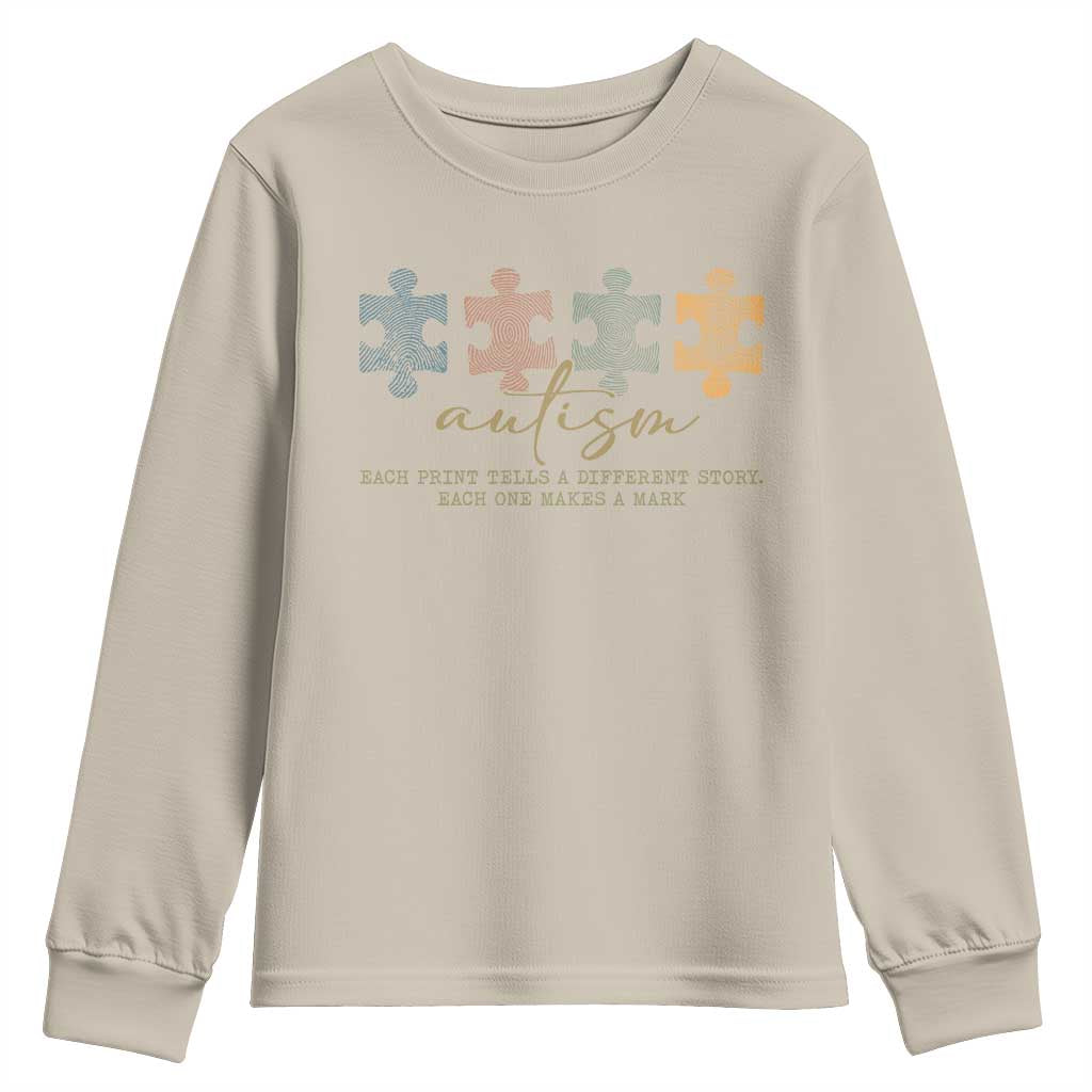 Autism Youth Sweatshirt Fingerprint Autism Each One Makes A Mark