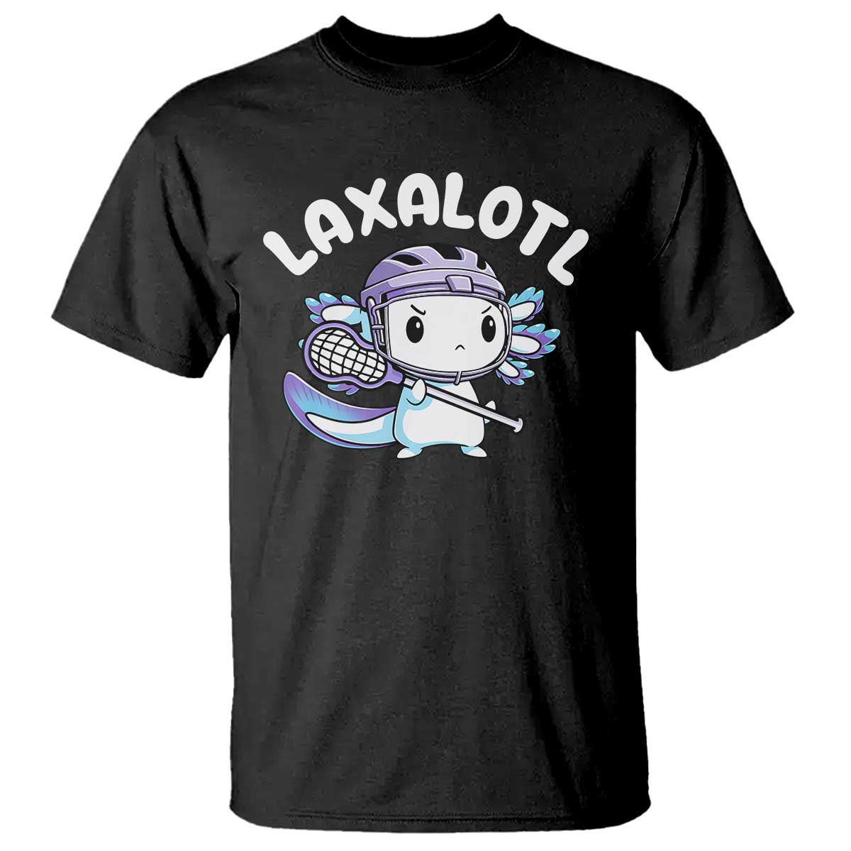 Funny Axolotl Lacrosse Player T Shirt - Wonder Print Shop