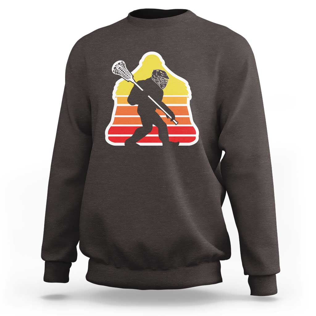 Funny Retro Bigfoot Lacrosse Player Sweatshirt - Wonder Print Shop
