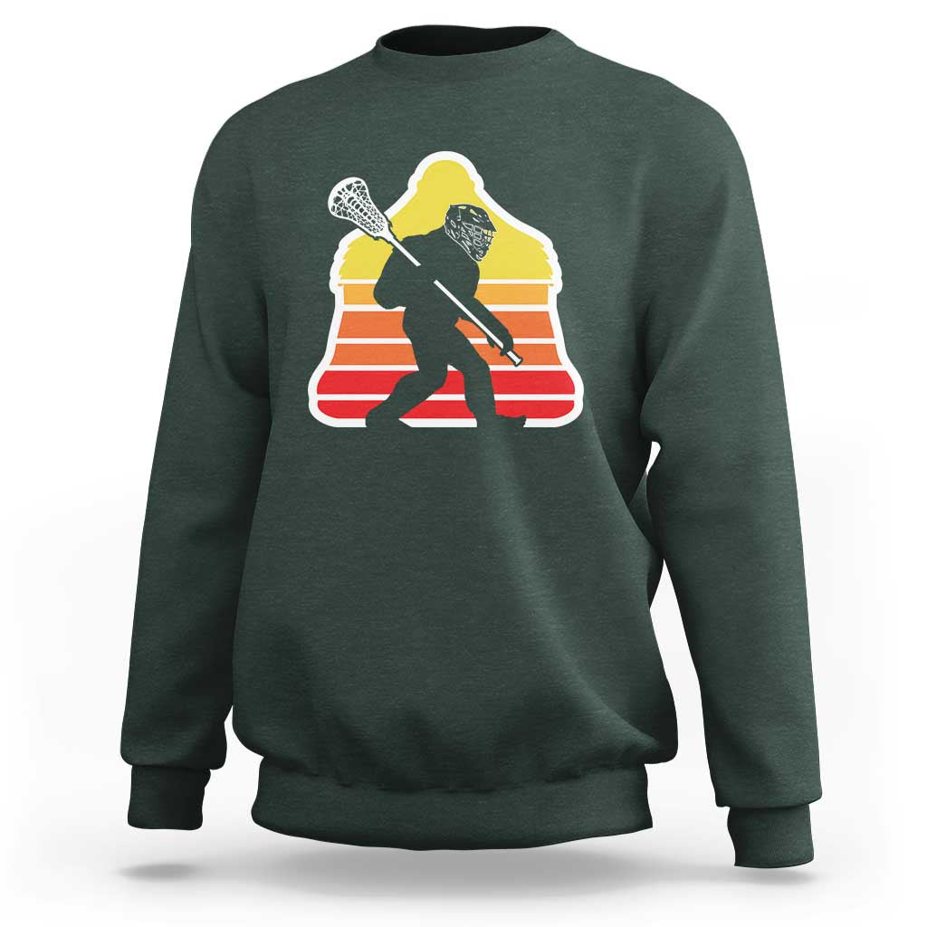 Funny Retro Bigfoot Lacrosse Player Sweatshirt - Wonder Print Shop